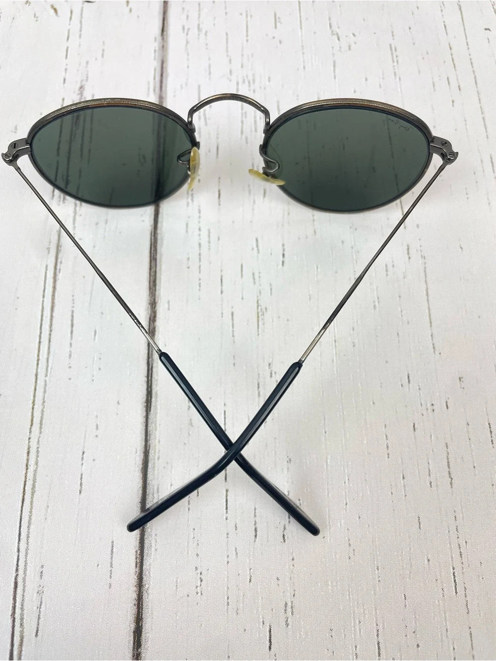 Vintage Ray-Ban W1576 Classic Metal Round Bausch & Lomb Glass G-15 Green Lenses